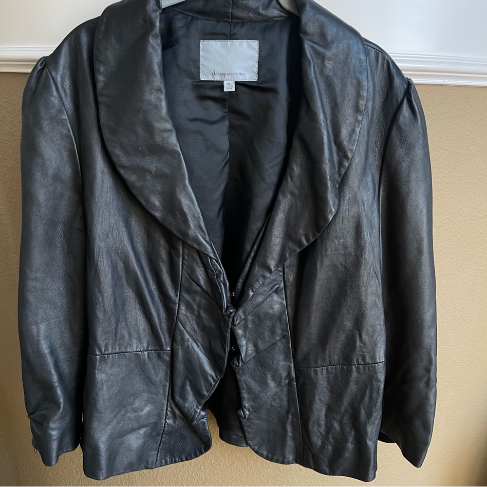 Classiques Entier Genuine Black Leather Jacket Blazer Size XL - Picture 2 of 13